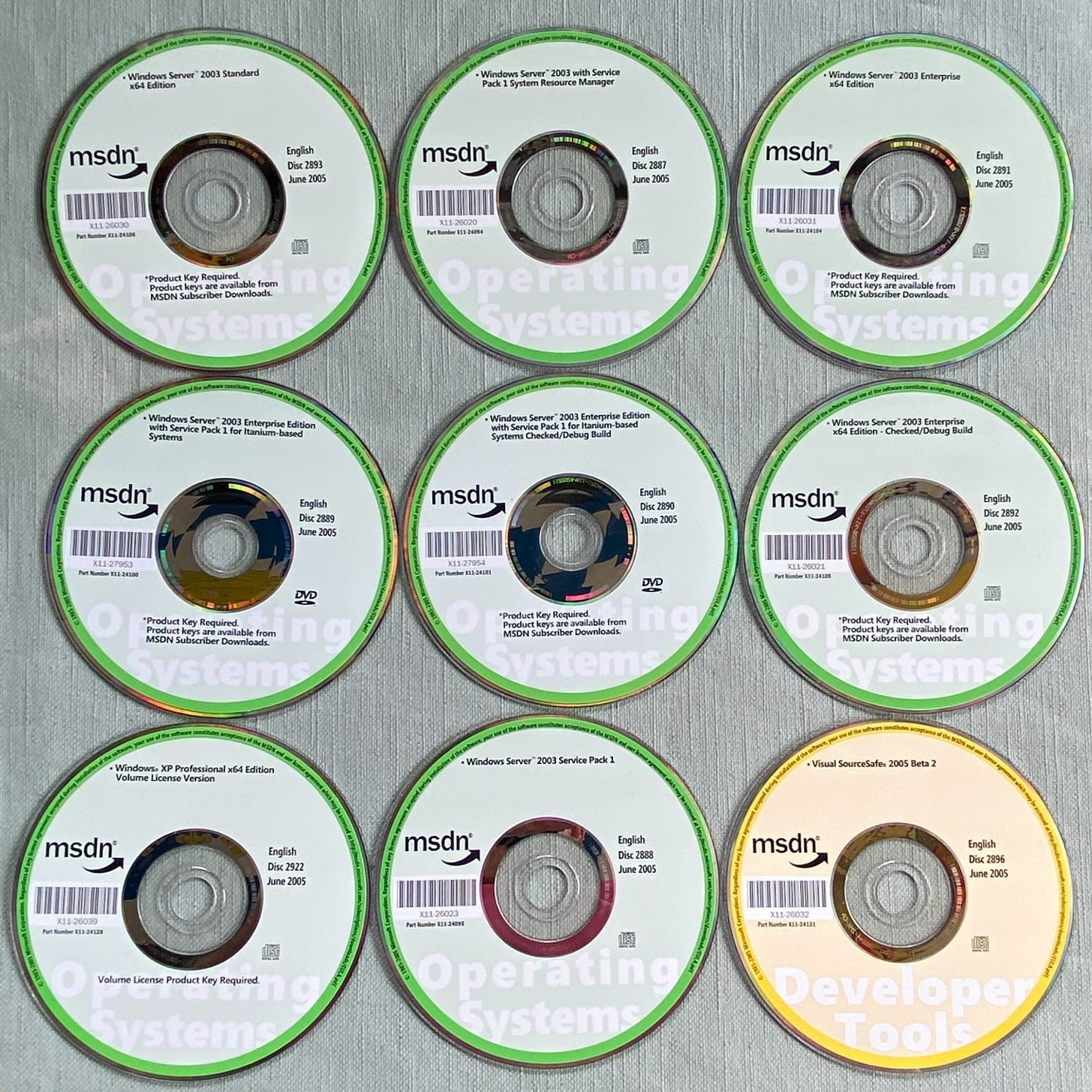 Microsoft MSDN PC CD Software OS Windows XP Server 2003 Standard Enterprise Sour