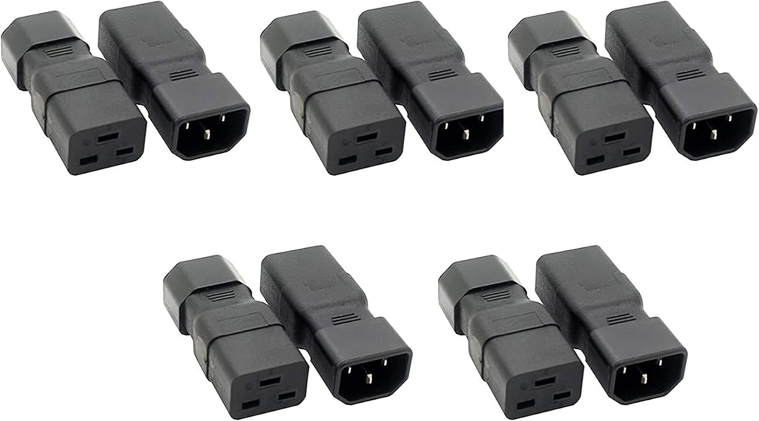 Dracaena 10 Pack PDU UPS Power IEC Male C14 to Female C19 Adapter IEC Connector