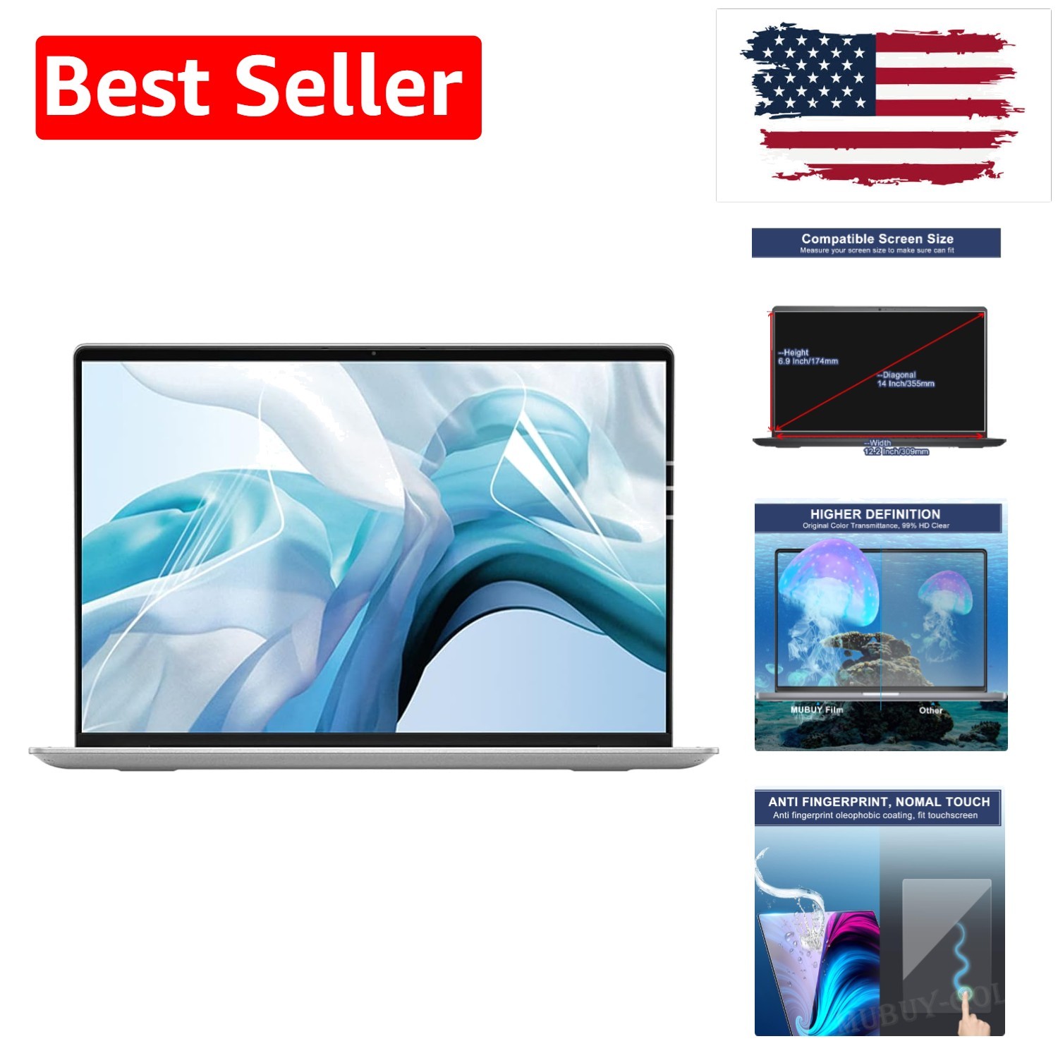 2PCS 14-inch Laptop Screen Protector for HP/Dell/Sony/Samsung/Lenovo/Acer/MSI...