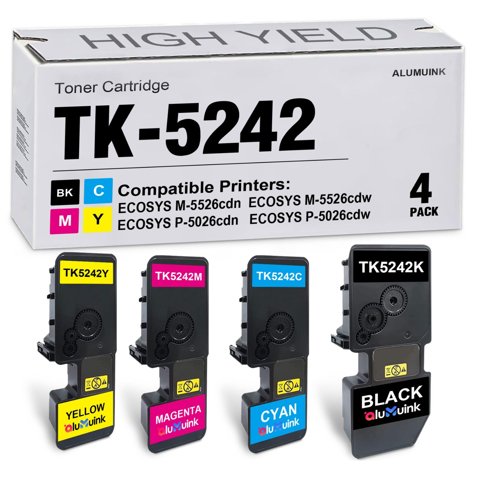TK5242 Toner Set (4-Pack, 1Black/1Cyan/1Magenta/1Yellow) compatible