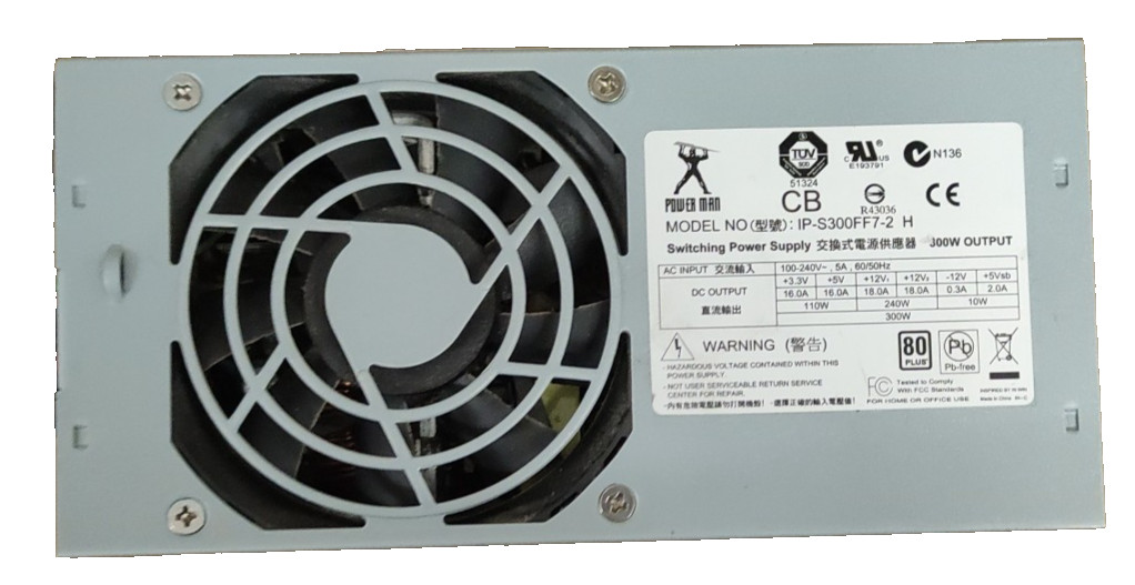 Power Man 300W IP-S300FF7-2H TFX Power Supply 300 Watt 80+