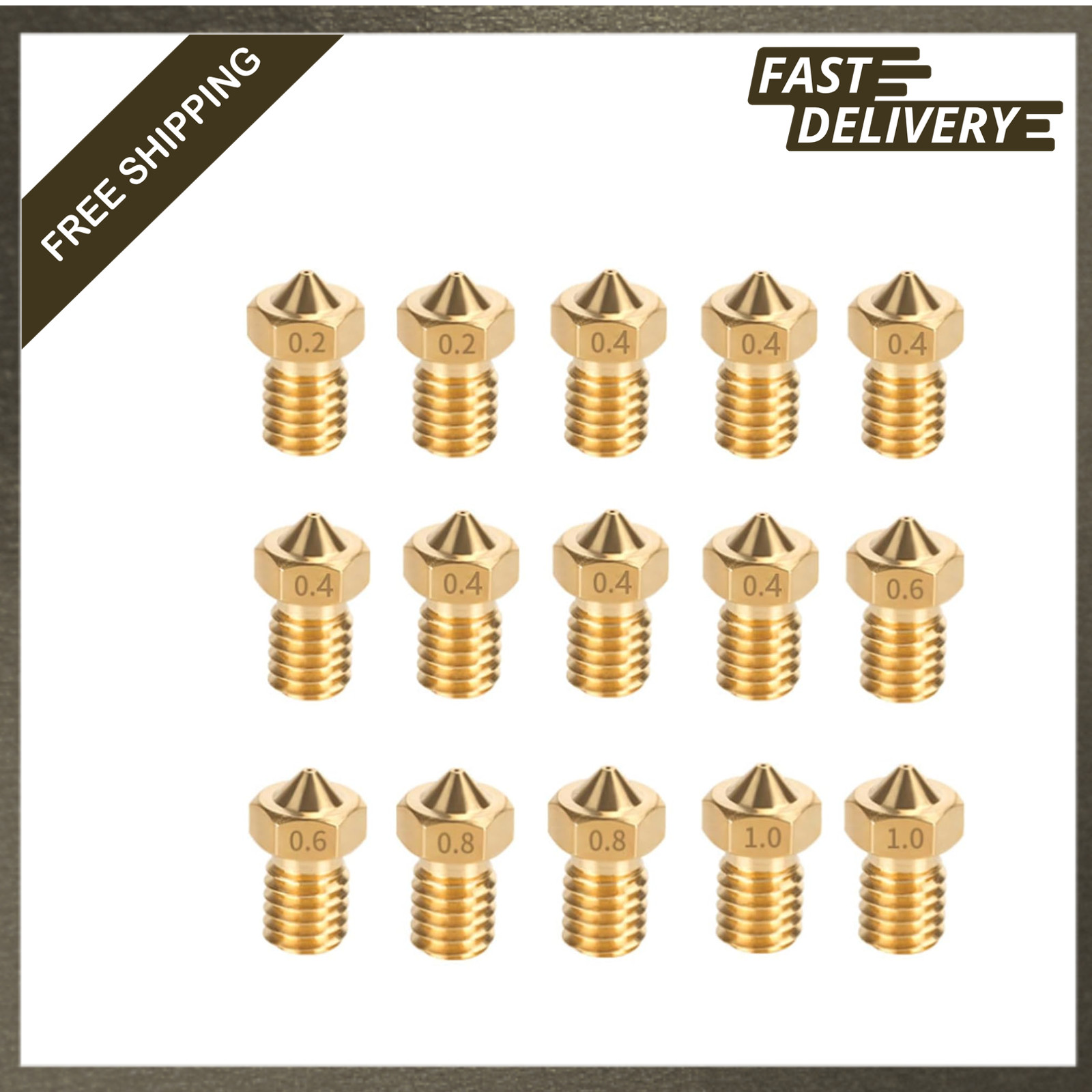 15PCS Brass Nozzles Kit for 3D Printers Compatible with Kobra Mega X S Neo