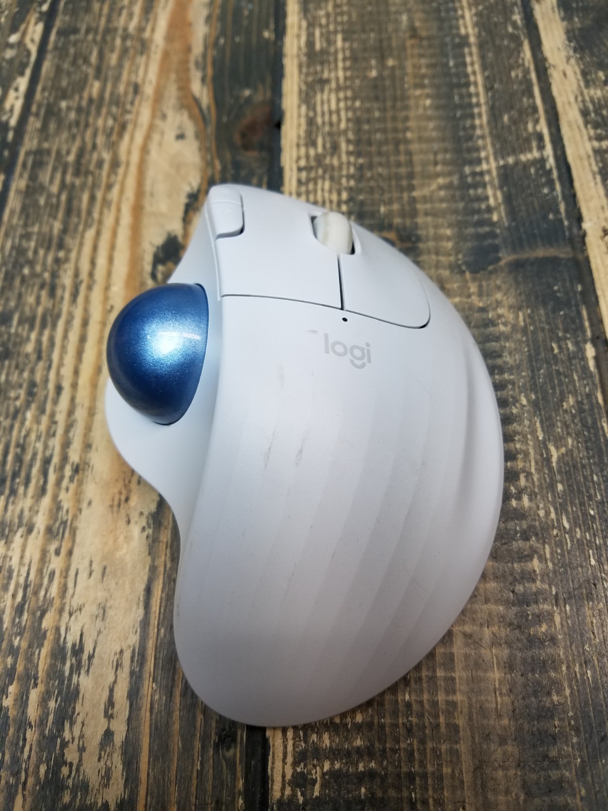 Logi White TR0006 Trackball Mouse Ergonomic with USB Dongle **TESTED & WORKING**