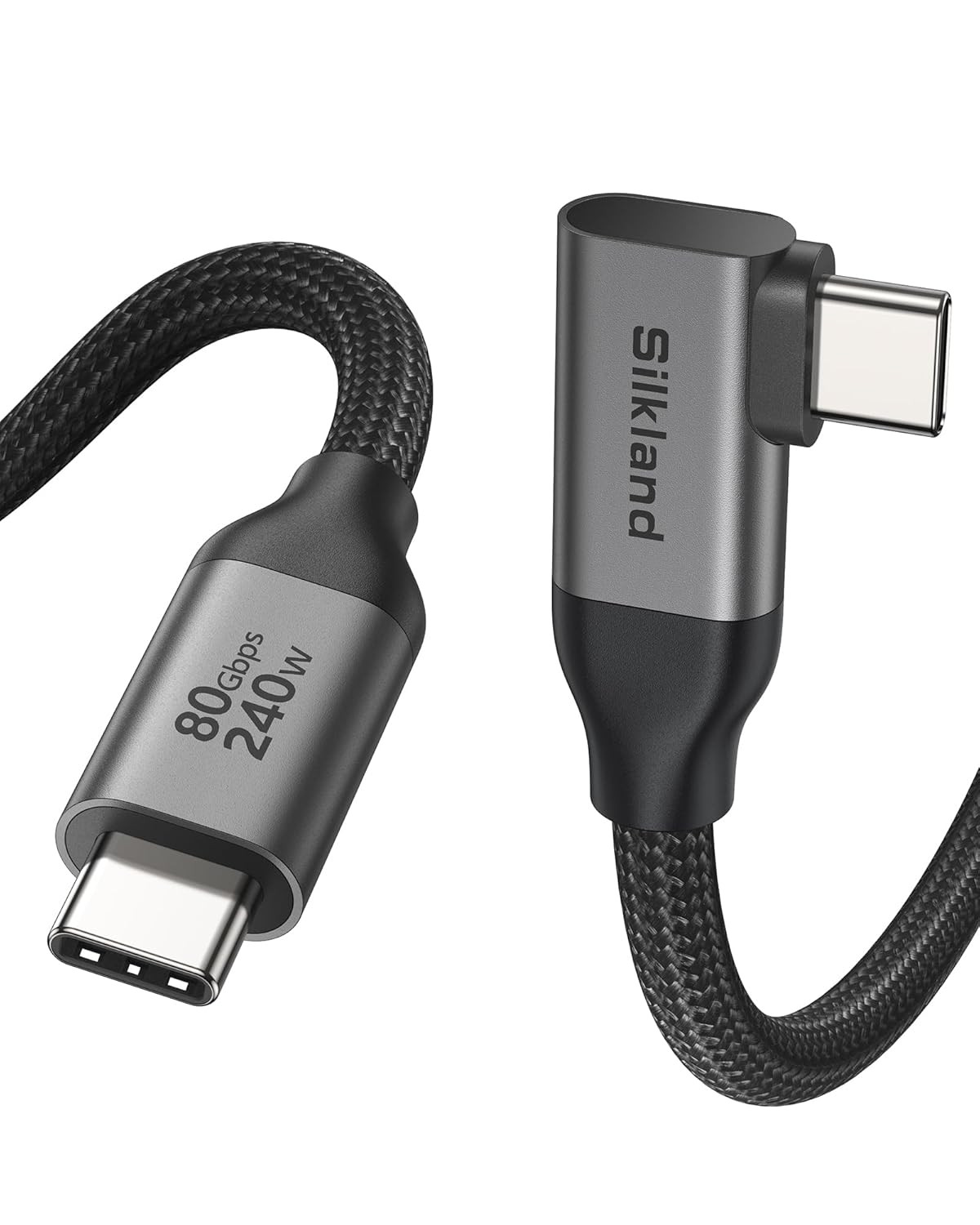 Silkland 80Gbps Right Angle USB 4 Cable for Thunderbolt 5 Cable 240W 5FT