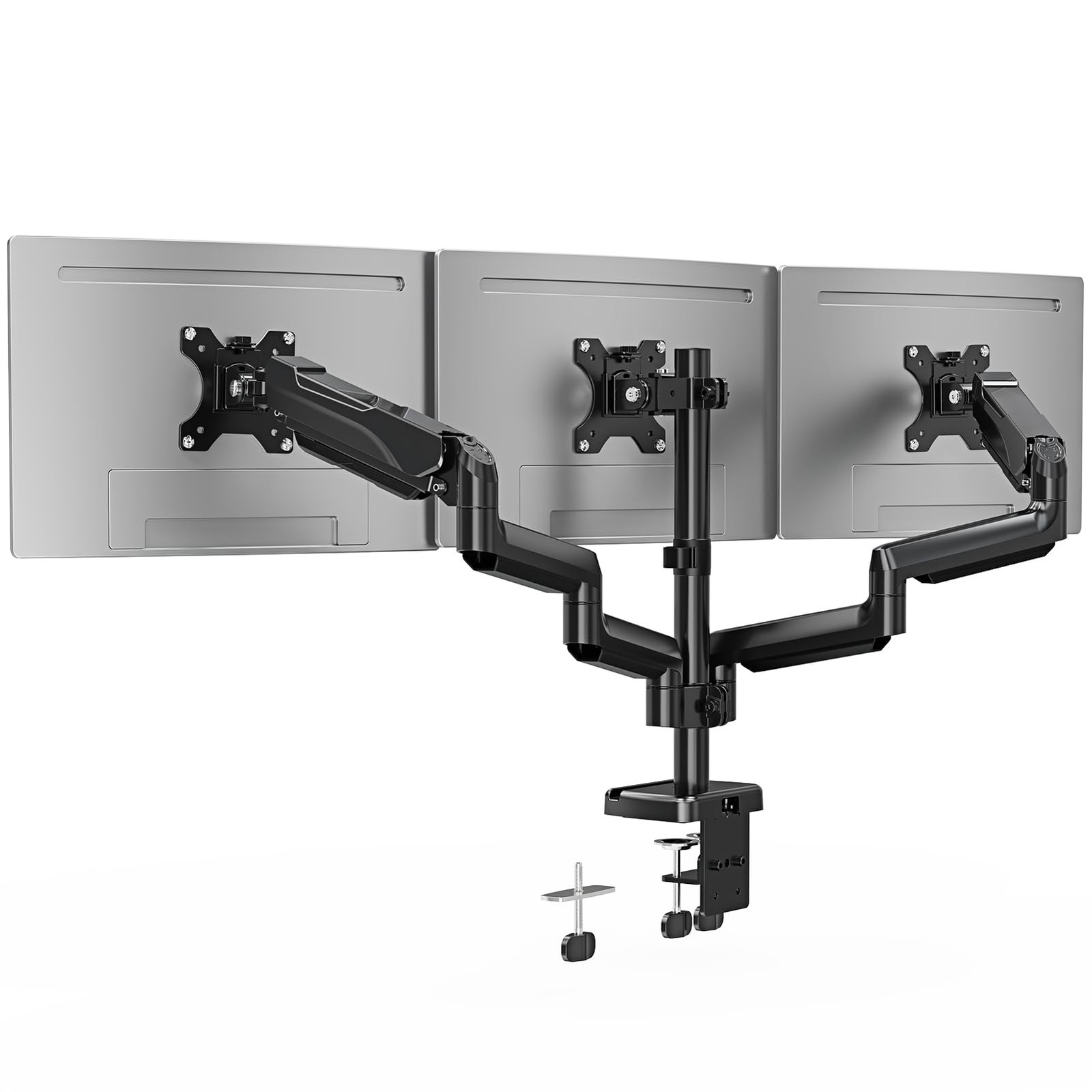 ErgoFocus Triple Monitor Desk Mount for Computer Screens up to Triple, Black