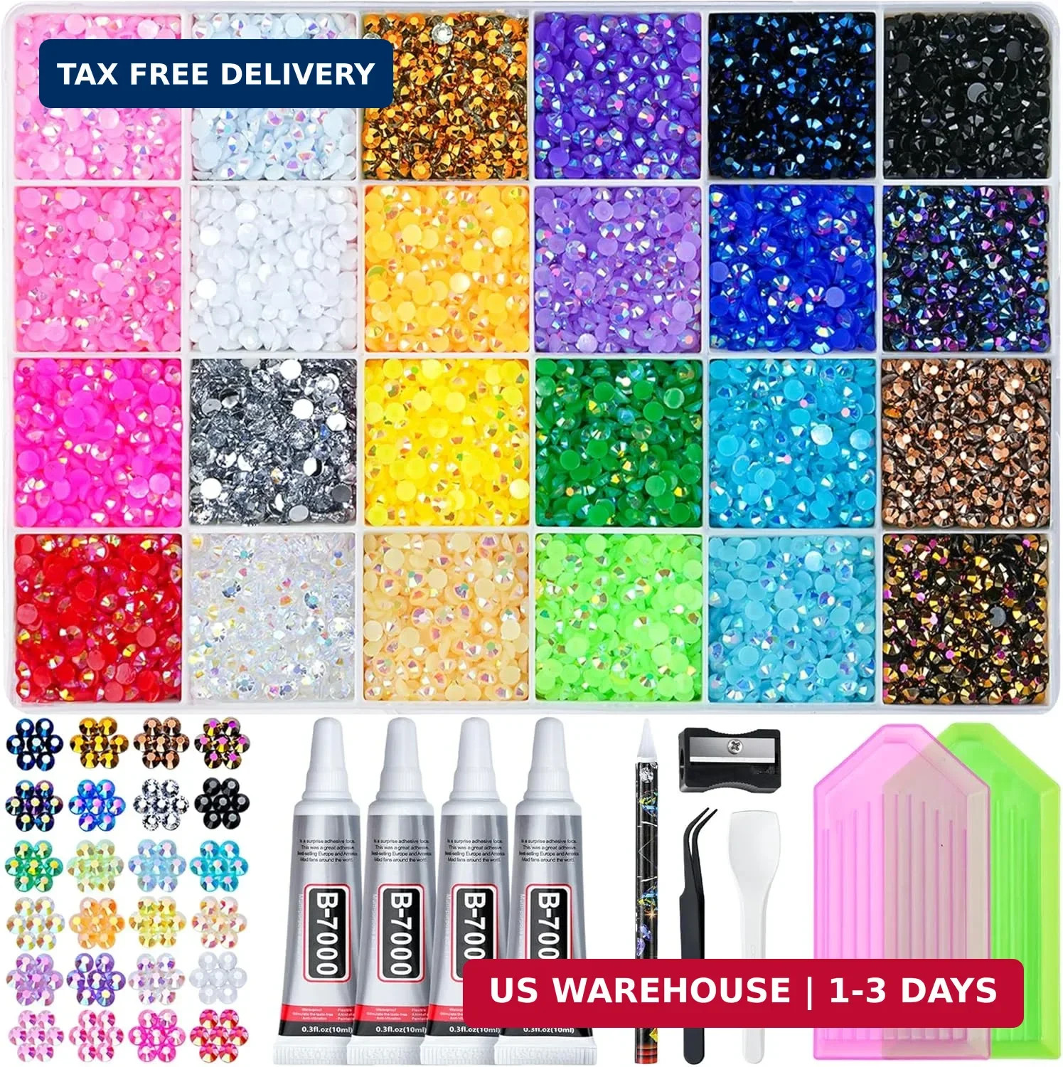 35000 Pcs Resin Jelly Rhinestones Kit, Multicolor 3mm Flatback Rhinestones with