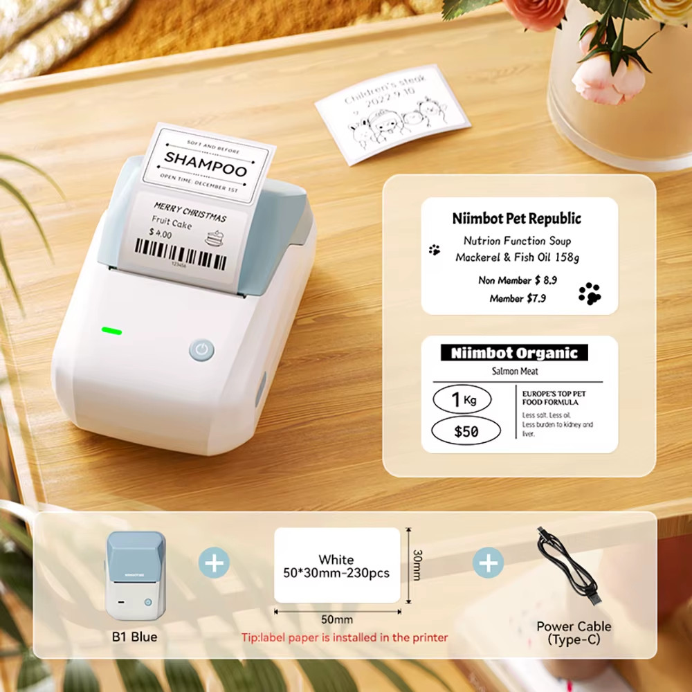B1 Thermal Label Printer Wireless Self-Adhesive Pocket Bluetooth Inkless Label M