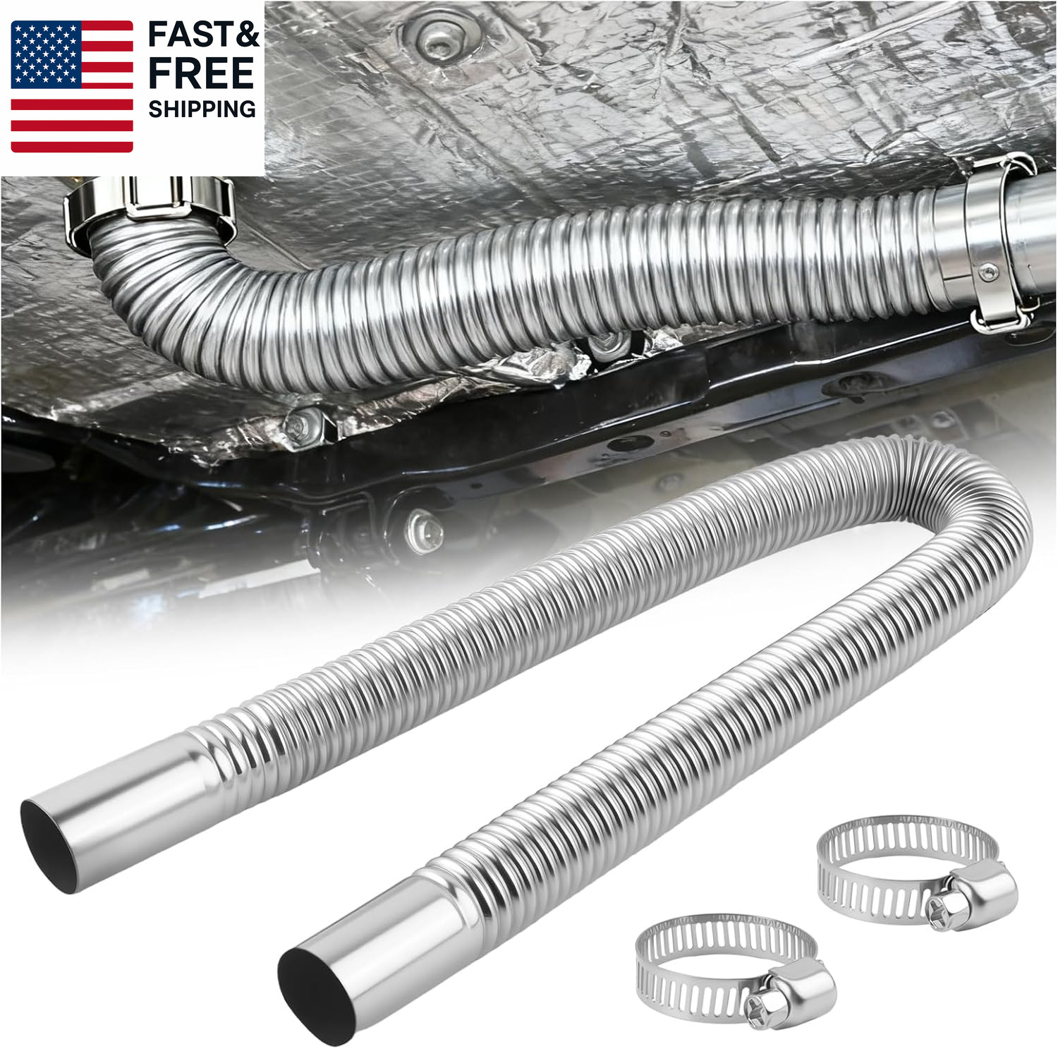 23.62" L & 1" ID Generator Exhaust Extension Kit Stainless Steels,Diesel Heater