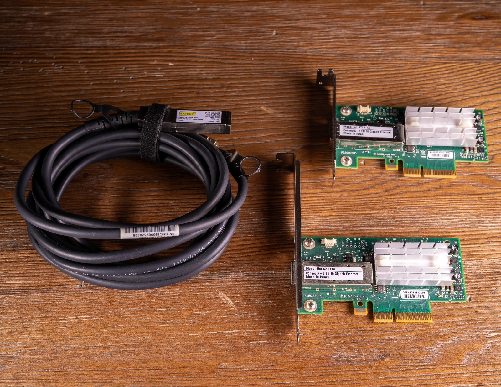 2x Mellanox MCX311A-XCAT CX311A ConnectX-3 EN Network Card 10GbE SFP+ cable