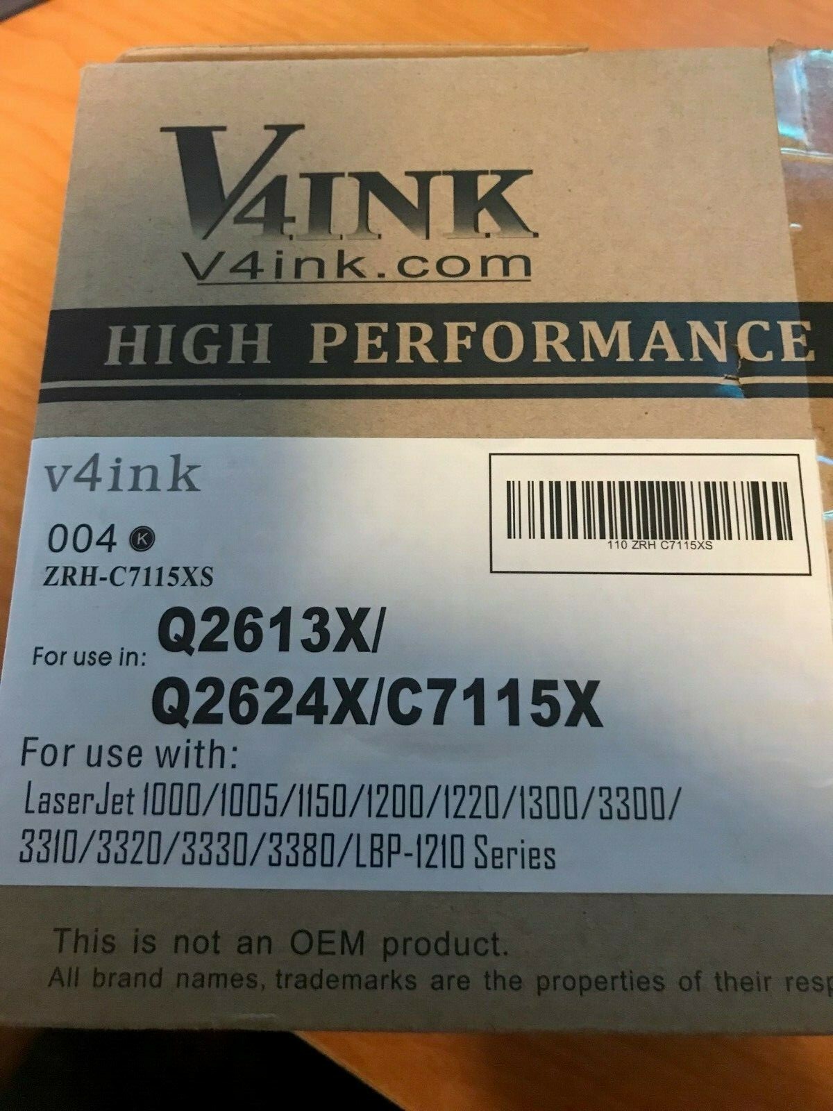 V4INK HIGH PERFORMANCE PREMIUM TONER CARTRIDGE  ZRH-C7115XS  BLACK