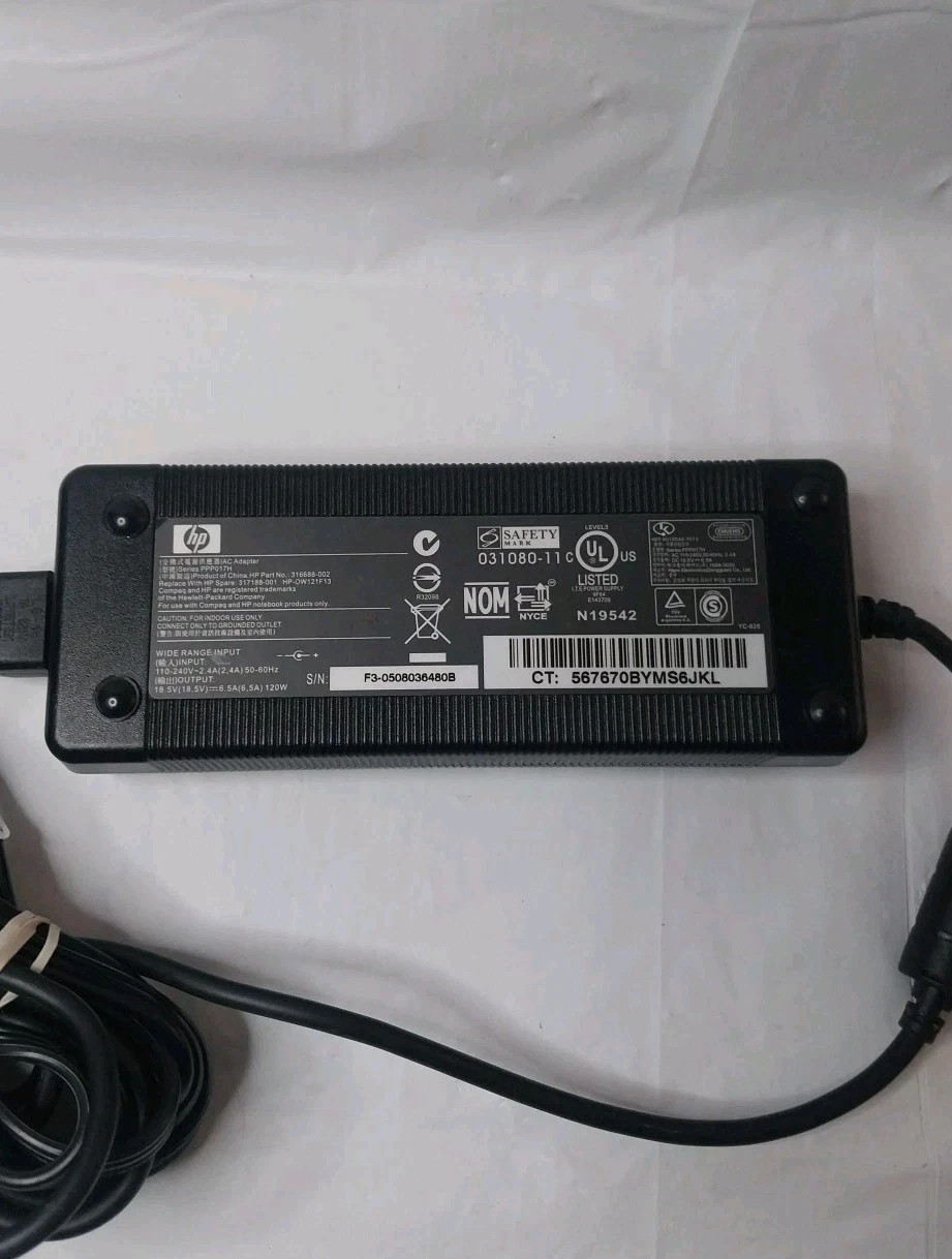 HP PPP017H Original Adapter Charger Power 18.5V 120W with Power Cord