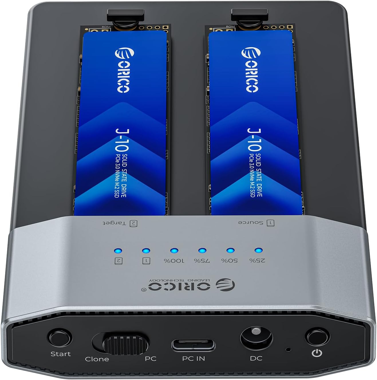 ORICO 20Gbps Dual Bay NVMe Enclosure, Tool-Free M.2 NVMe Enclosure & M.2 Duplica