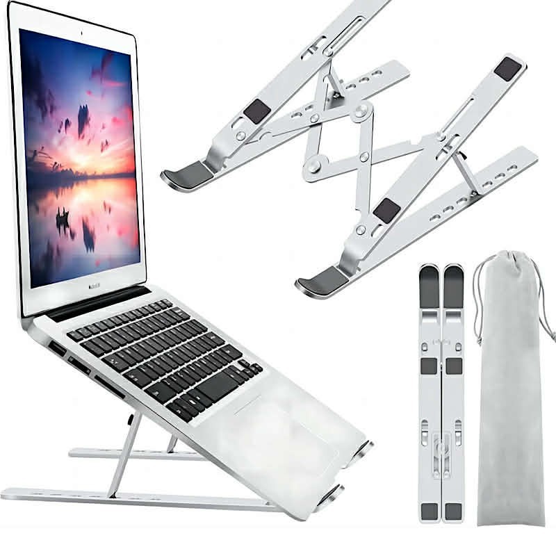 Adjustable Aluminum Laptop Stand, Foldable Ergonomic Riser for Desk