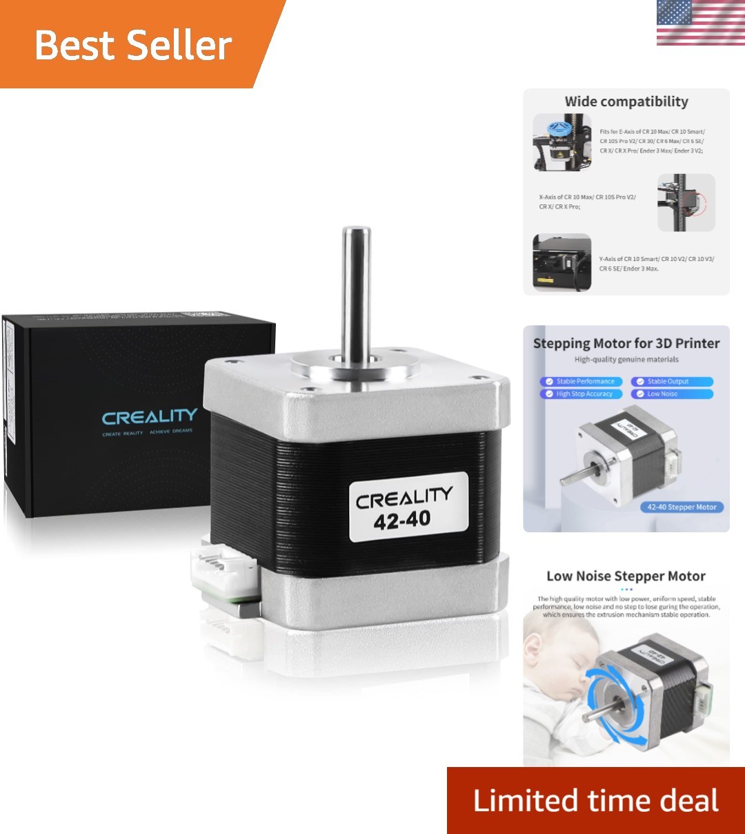 Official 42-40 Stepper Motor, 3D Printer X/Y-Axis Extruder Stepping Motor 2 P...