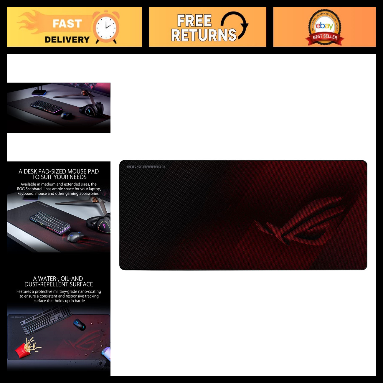 Extended Gaming Mouse Pad XXL - 35.4" x 15.7", Smooth Surface, Anti-Fray, Non-Sl
