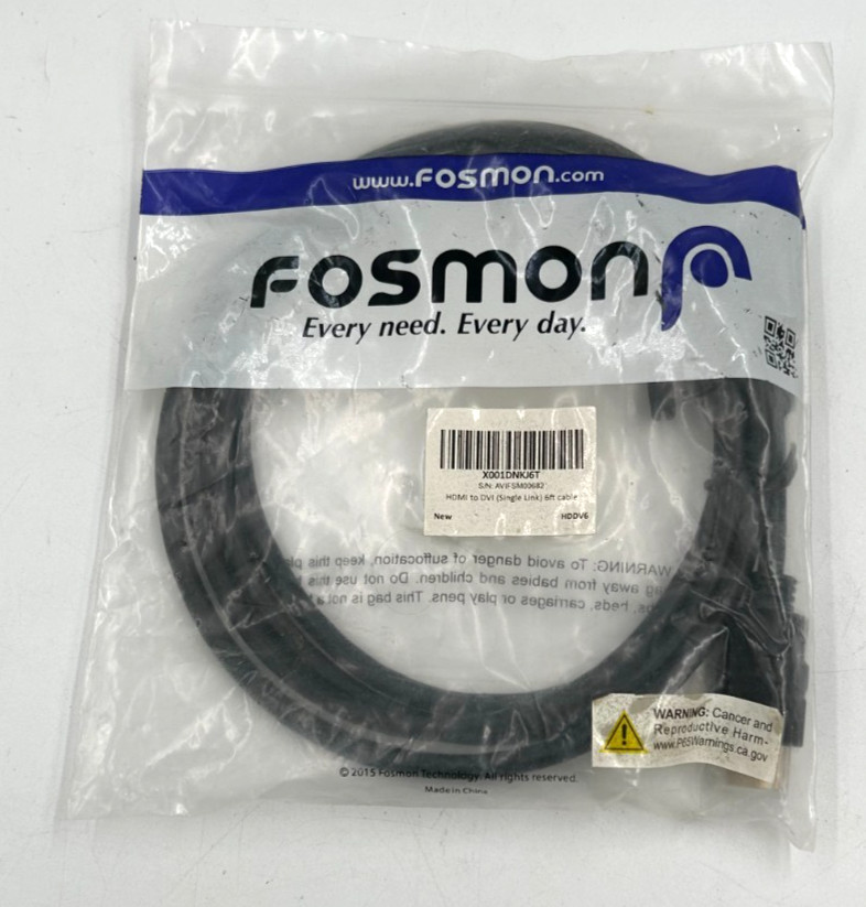 Fosmon  6ft HDMI to DVI 24+1 Cable Gold Plated 1080p