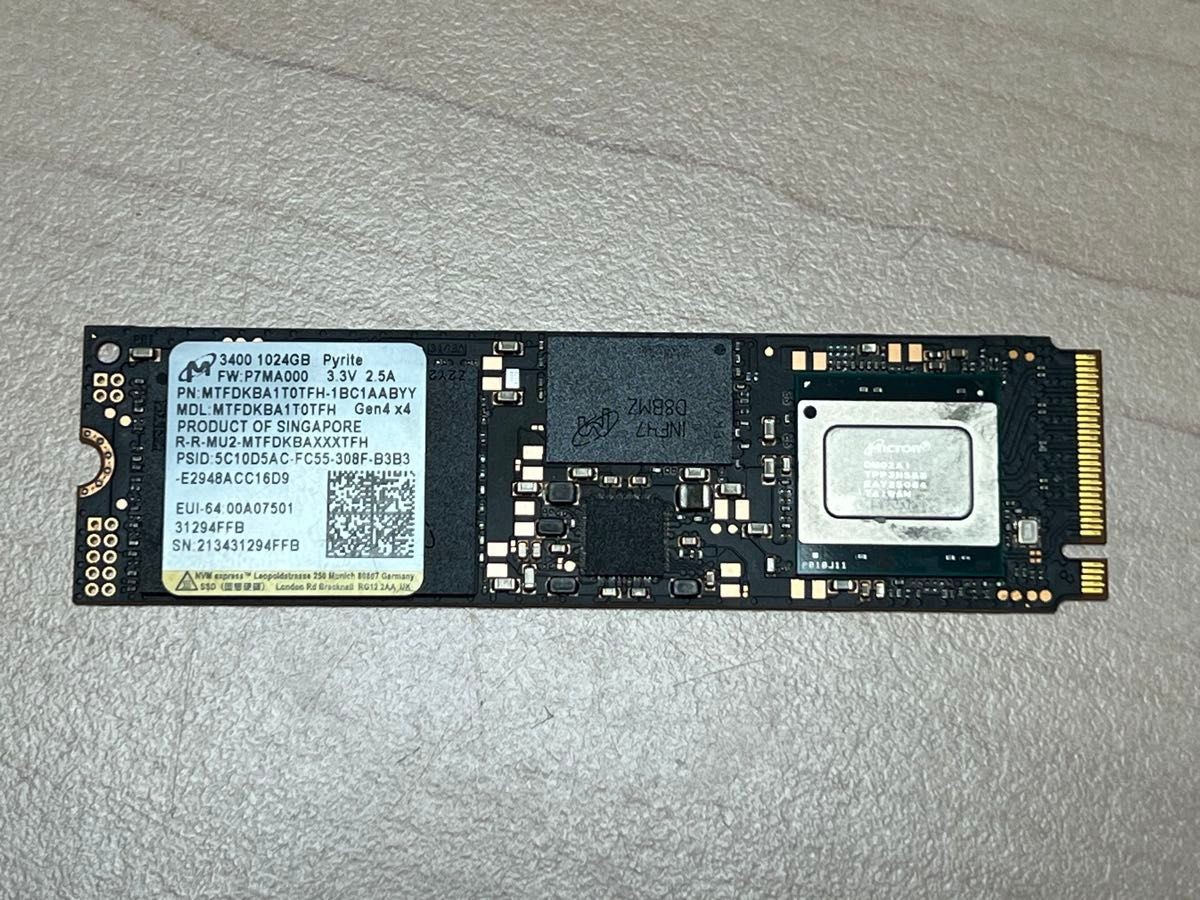 Micron 3400 1024GB NVMe M.2 SSD Gen4 x4 MTFDKBA1T0TFH