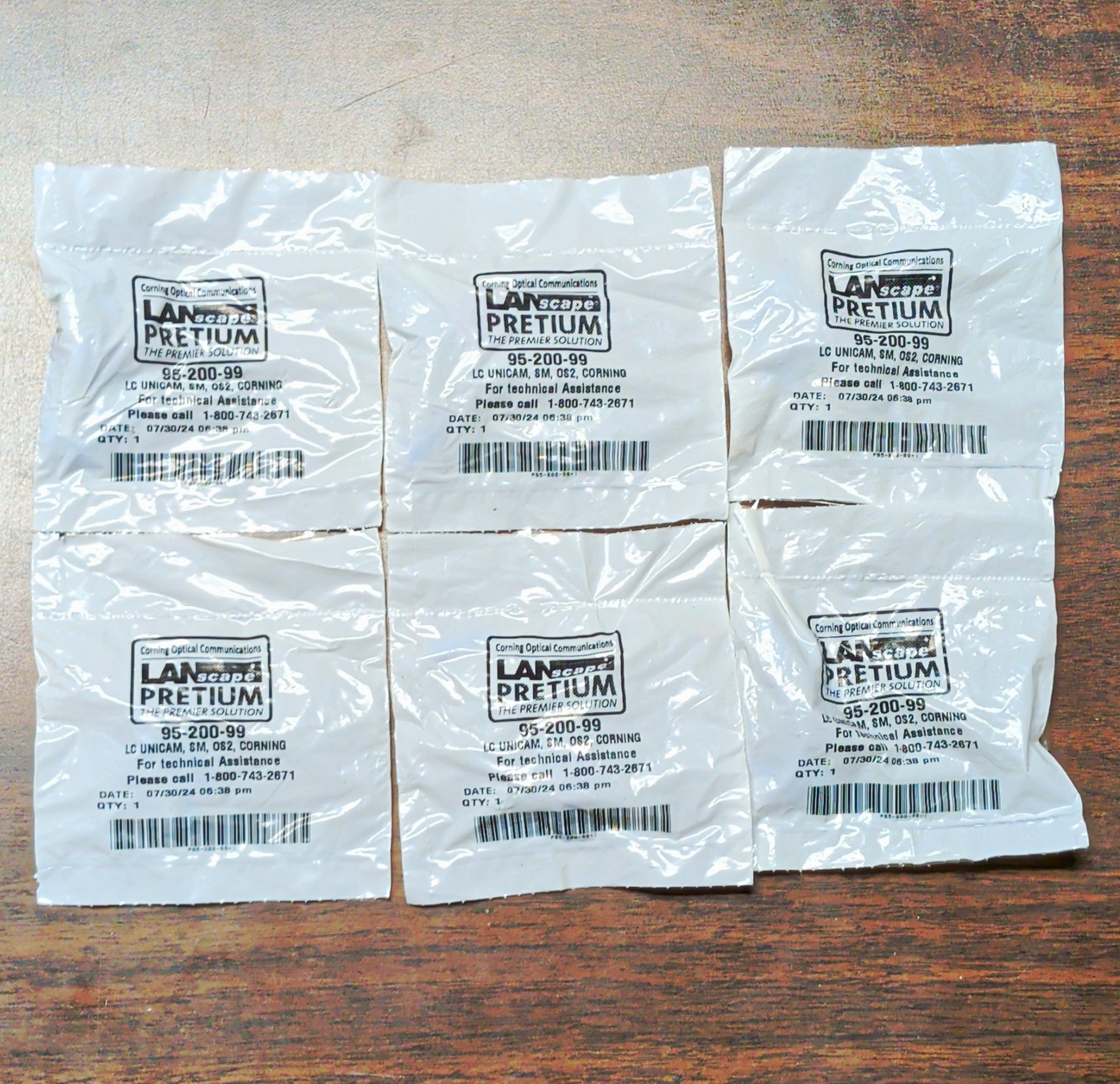 (6) Corning LANscape Pretium LC UNICAM SM OS2 Fiber Connector  95-200-99 NOS NIP
