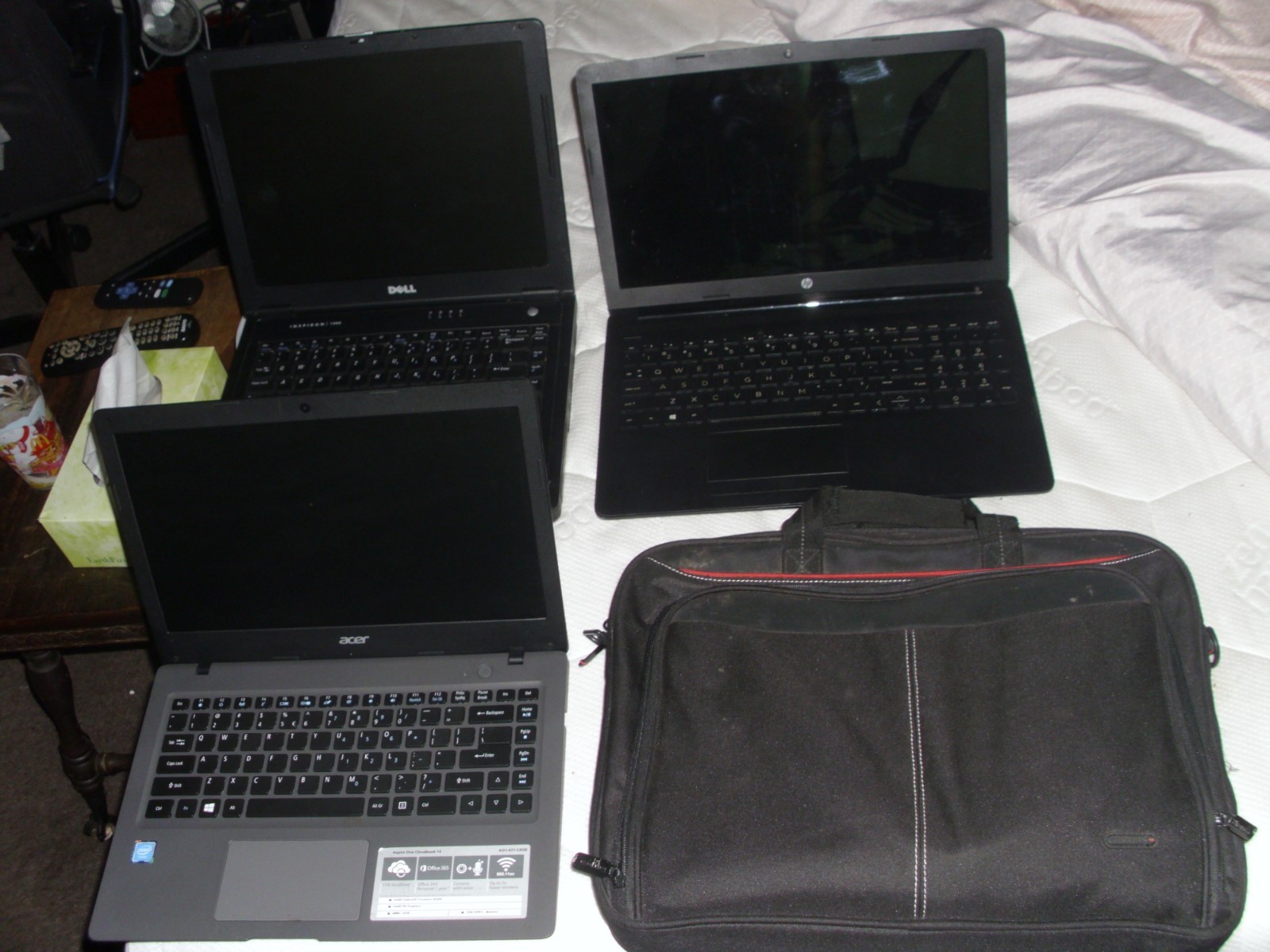 Lot of 4, Dell Inspiron Laptop PP10S, HP Laptop 15-db0011dx & ACER N15V2 & BAG