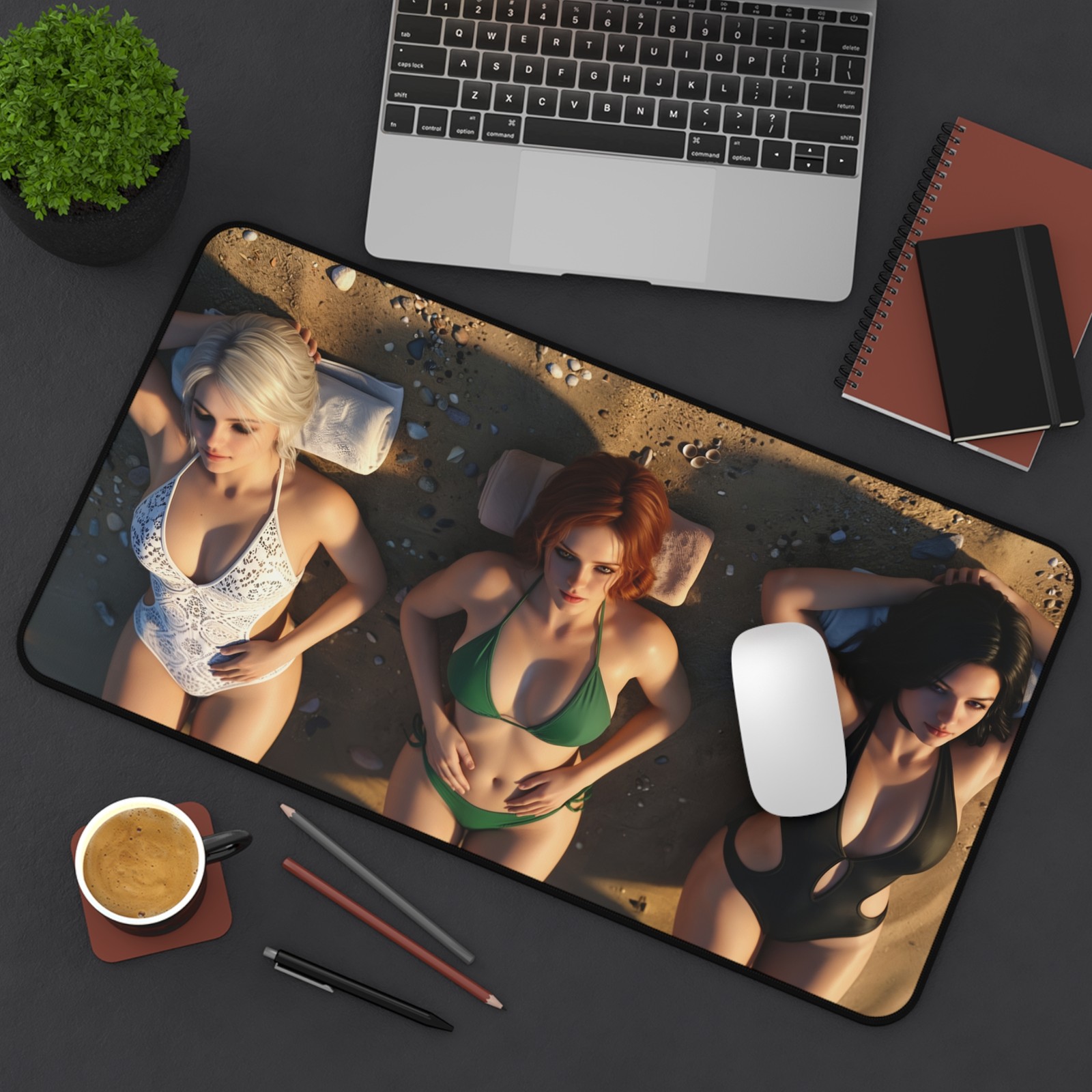 Ciri Triss Yennefer Desk Mat, The Witcher Mouse Pad, Summer Trio Decor