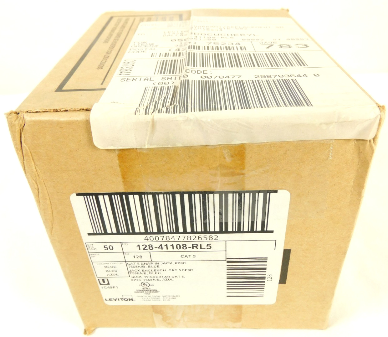 Leviton Cat5 Quickport Jack, Keystone Fit, Blue 41108-RL5 - BOX OF 50