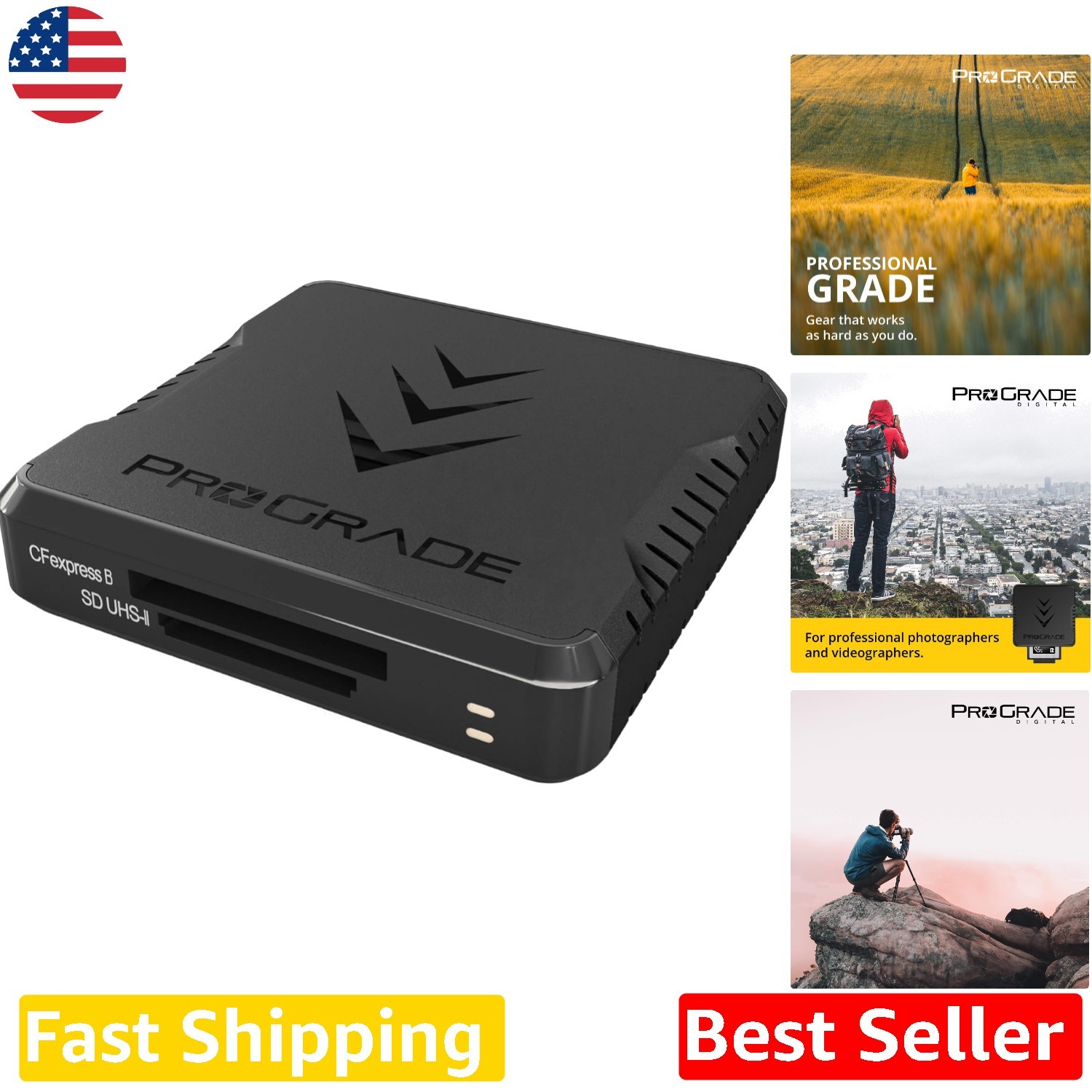 Dual Slot CFexpress B SD Card Reader USB 3.2 Gen 2 10Gbps Fast Transfer Magnetic