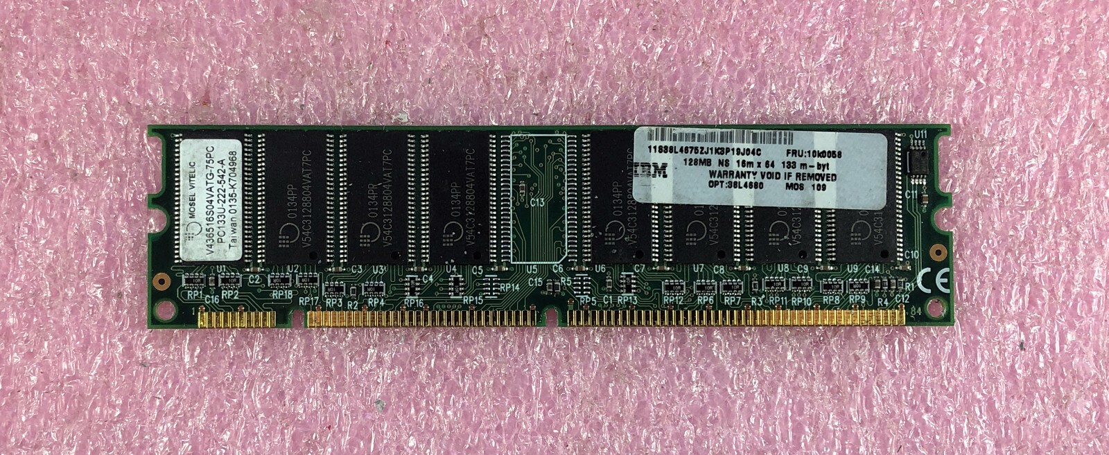 1 x 128MB MOSEL-VITELIC PC-133 NON-ECC MEMORY SDRAM - P/N: V436516S04VATG-75PC