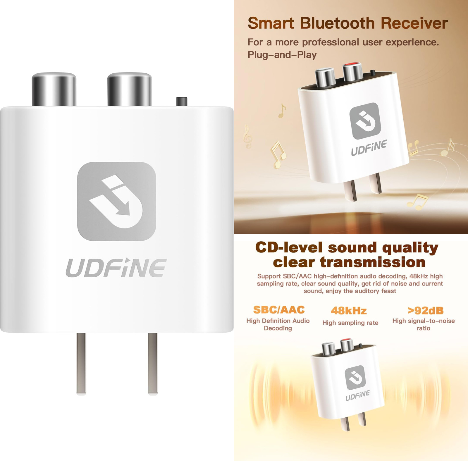 Smart Bluetooth 6.0 to AUX/RCA Adapter & Receiver for Home Stereo, Wireless