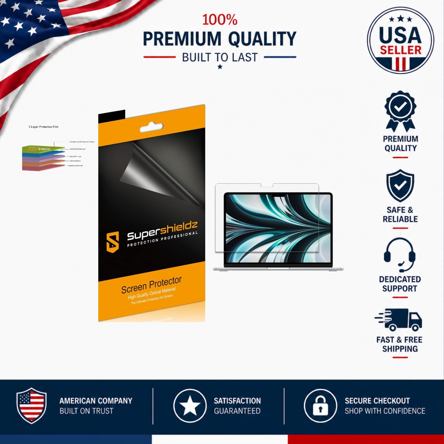 Protective 3 Pack Anti-Glare Screen Film for MacBook Air 13.6 Inch (2022-2026)