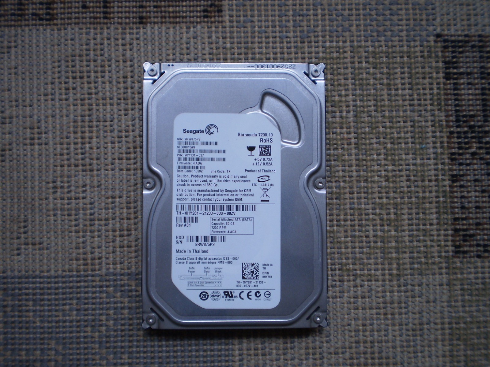 Dell Optiplex 520 80GB Seagate 7200RPM SATA Hard Drive  Windows XP  Pro 32 Bit