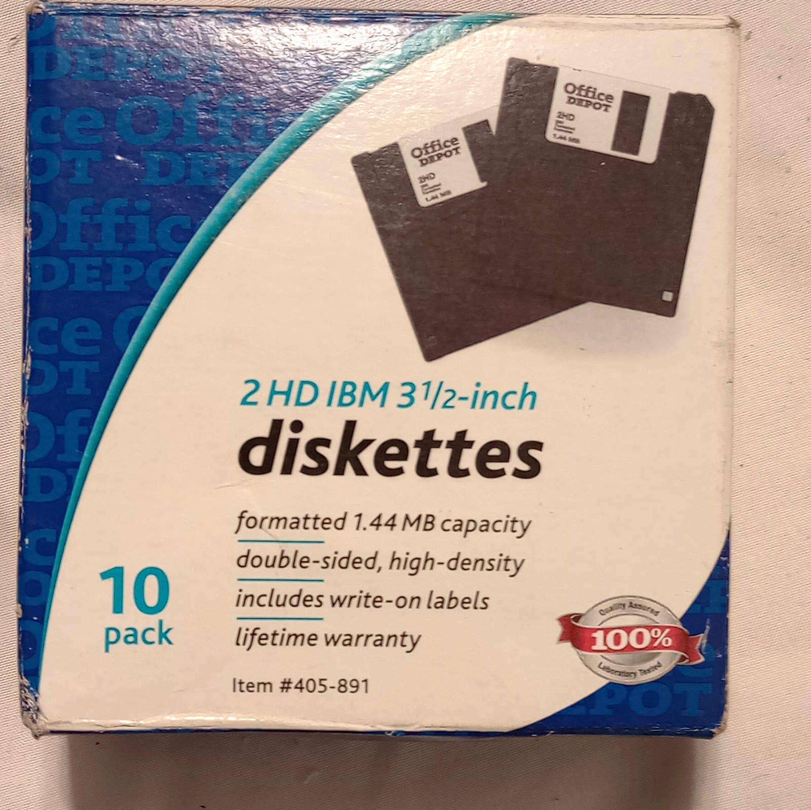 Office Depot 3.5" 2HD IBM Diskettes 1.44MB Double-Sided 10 Pack 405-891