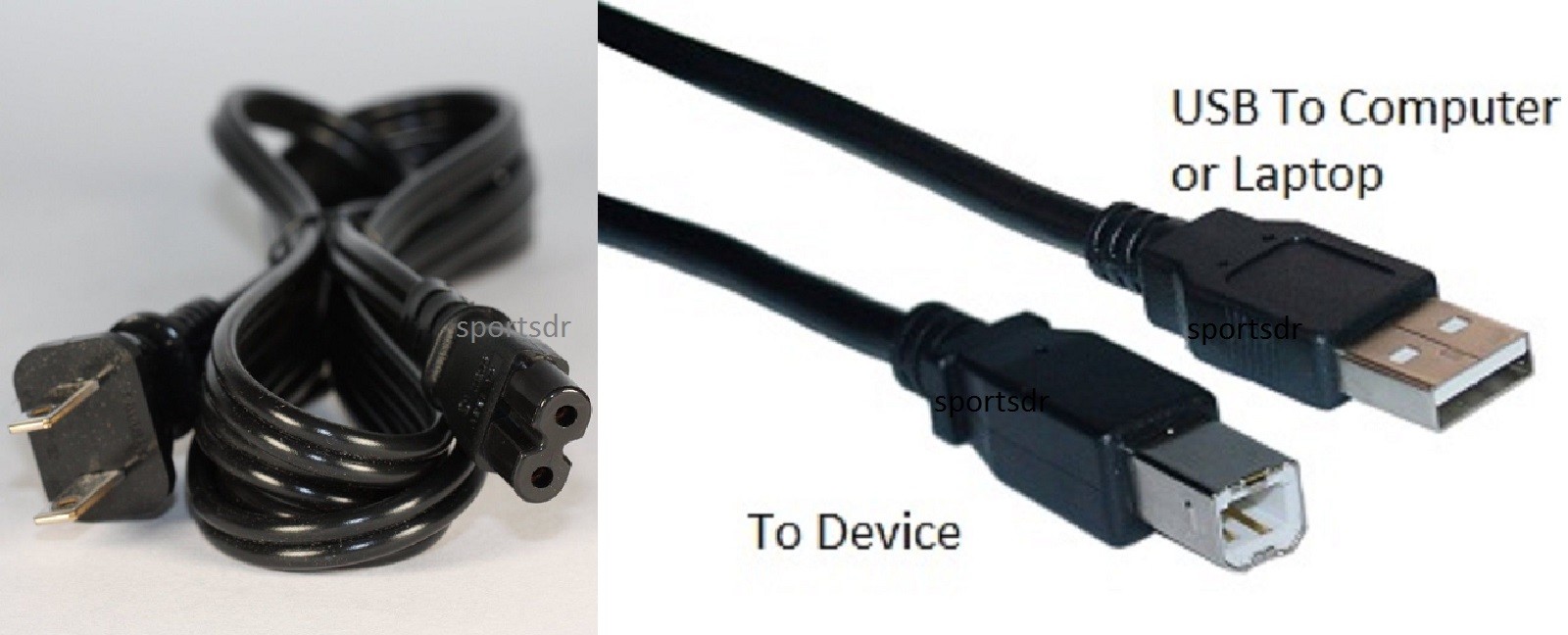 USB Cable Power Cord for Canon Pixma IP2702 MG6120 MG7720 PRO-100 TS9120 Printer