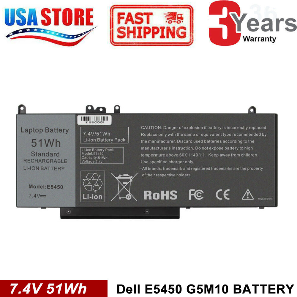 Battery for Dell Latitude E5450 E5550 Notebook 15.6" WYJC2 8V5GX G5M10 7.4V 51Wh