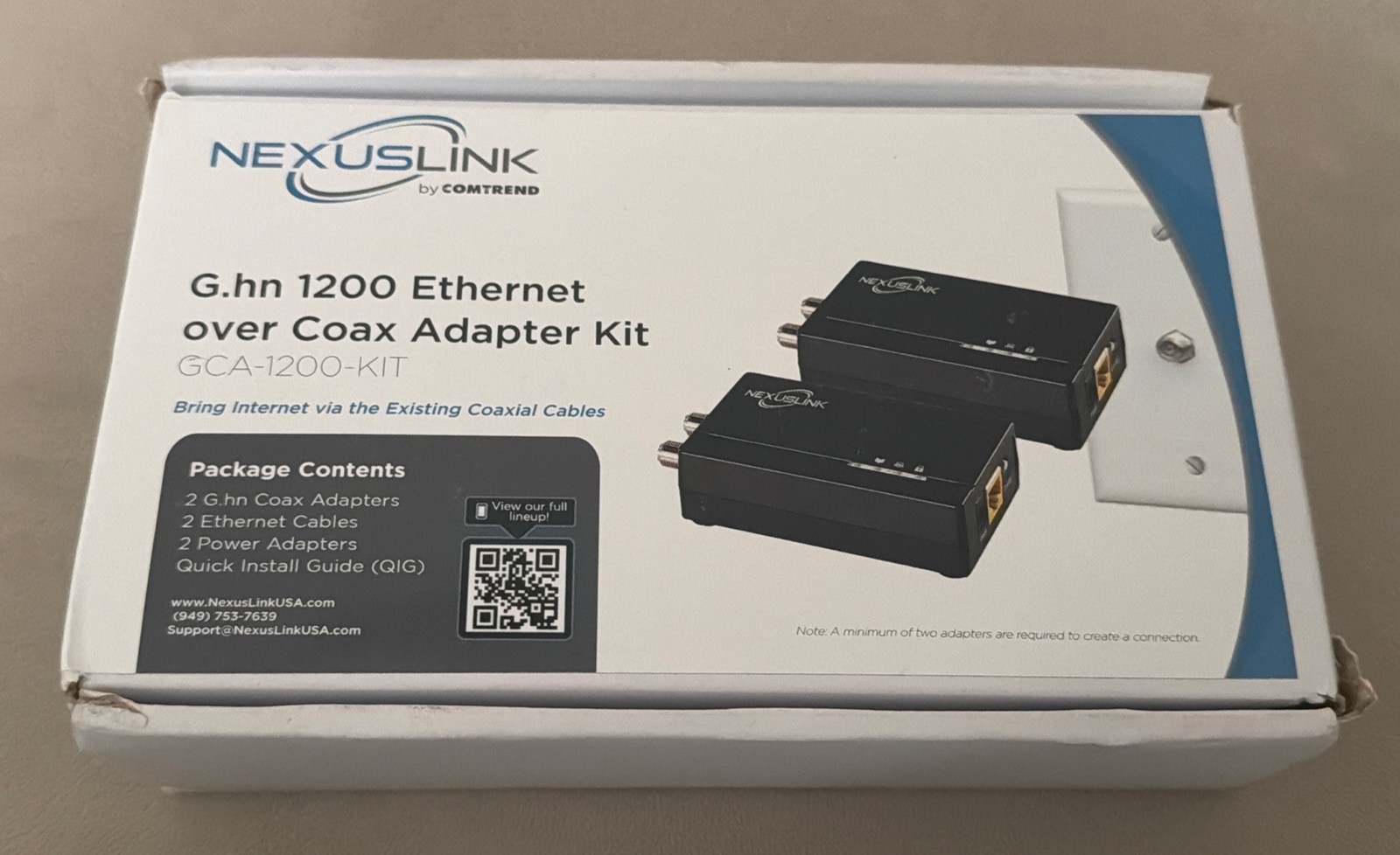 NexusLink GCA-1200-KIT G.hn Ethernet over Coax Adapter 1200Mbps 