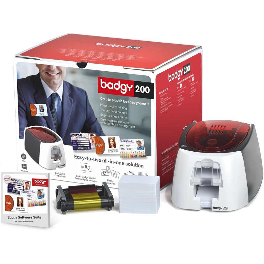 Evolis Badgy200 Single Sided Dye Thermal Transfer Printer