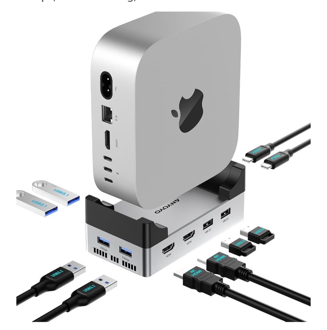 ANYOYO 40Gbps Docking Station for Mac mini M4/M4 Pro/M6 HDMI USB-C USB-A