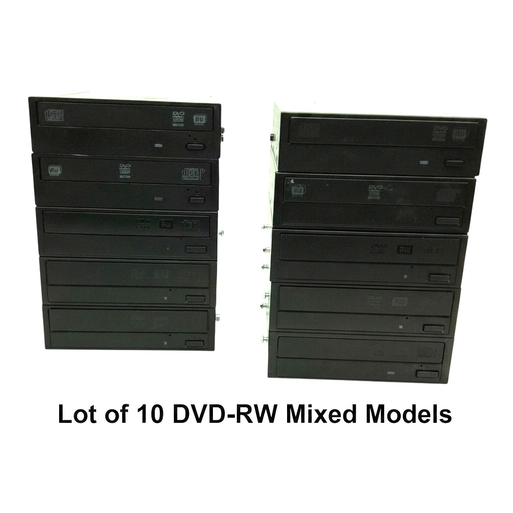 Lot of 10 Desktop 5.25" Internal SATA DVD-RW Optical Drives Mixed Models