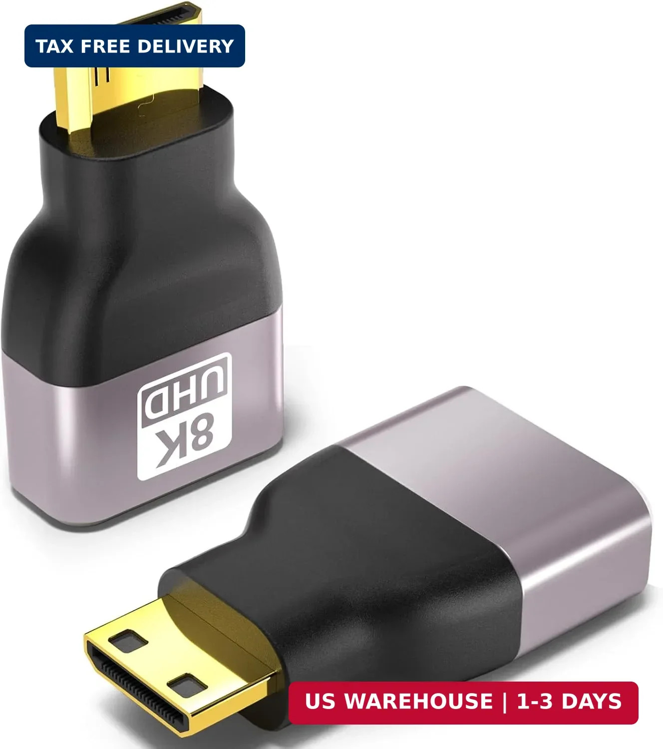 Mini HDMI to HDMI Adapter 2-Pack 8K@60Hz 4K@144Hz for Raspberry Pi Camera