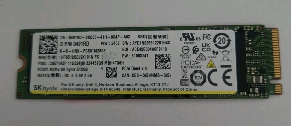 SKhynix HP 512gb M1678p NVMe PCIe-4x4 2280 NVMe M.2