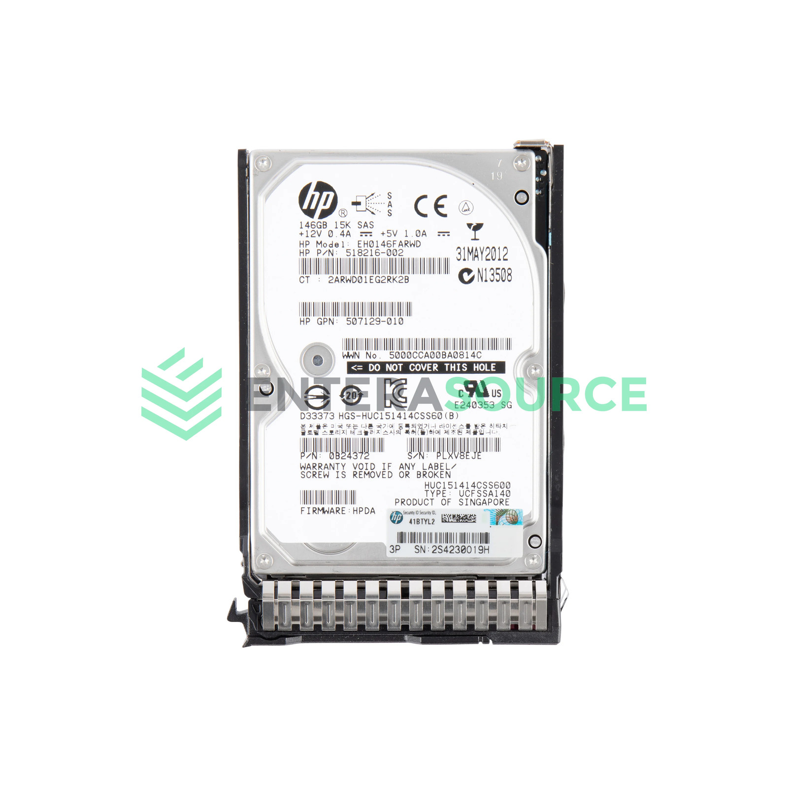 HP 653950-001 146GB 15K SAS SFF 6Gbps ENT SC Hard Drive 652605-B21