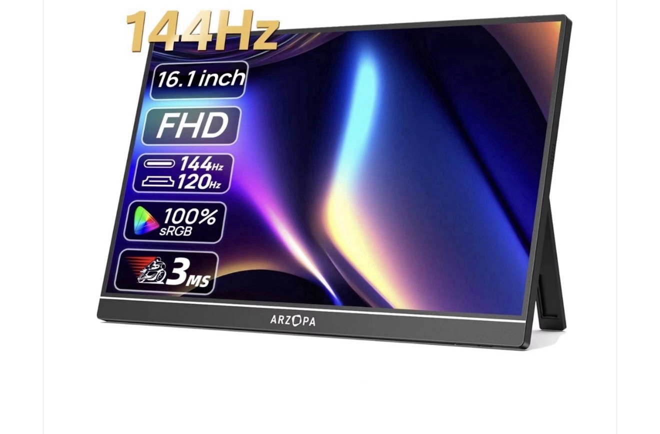 ARZOPA 16.1 inches Portable Gaming Monitor 144hz 100%sRGB 1080P FHD IPS Screen