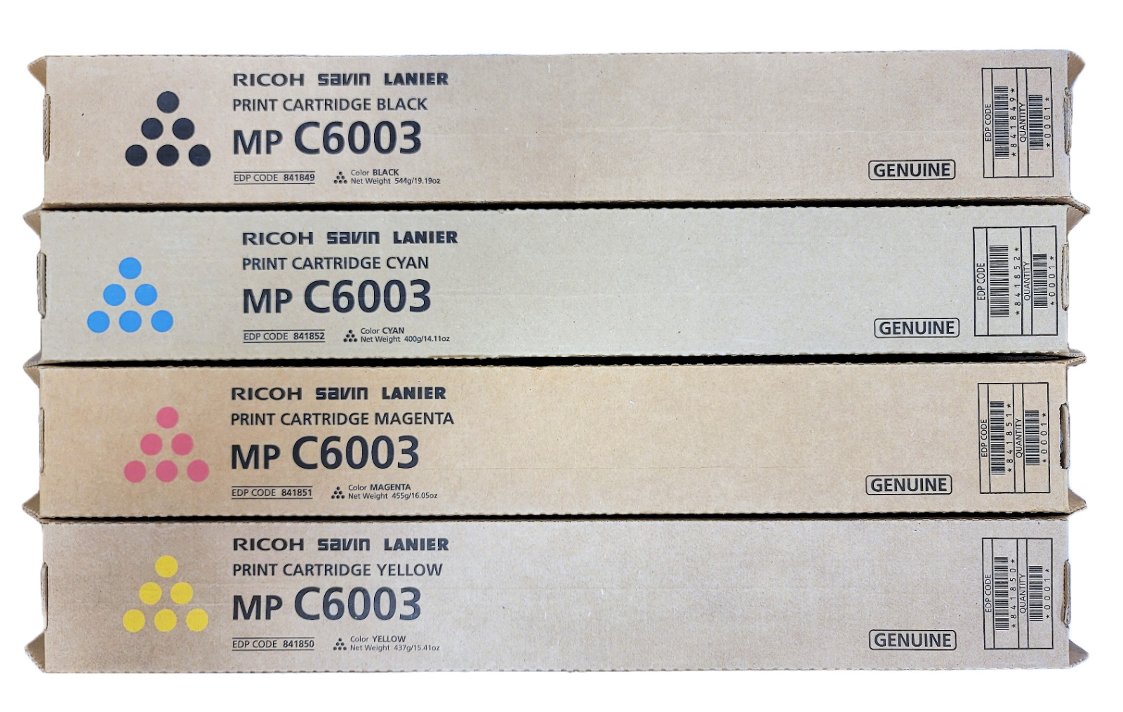 Reserve Ricoh Genuine Toner Set MP C6003 CMYK 841849 841850 841851 841852 