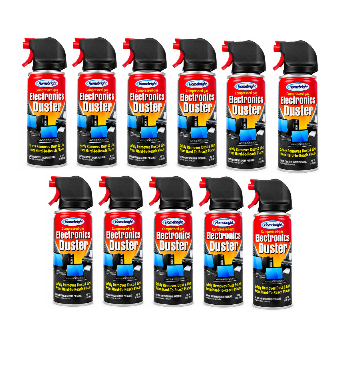 Homebright Electronics Duster 10 oz 11-Pack Compressed Gas Dust Remover