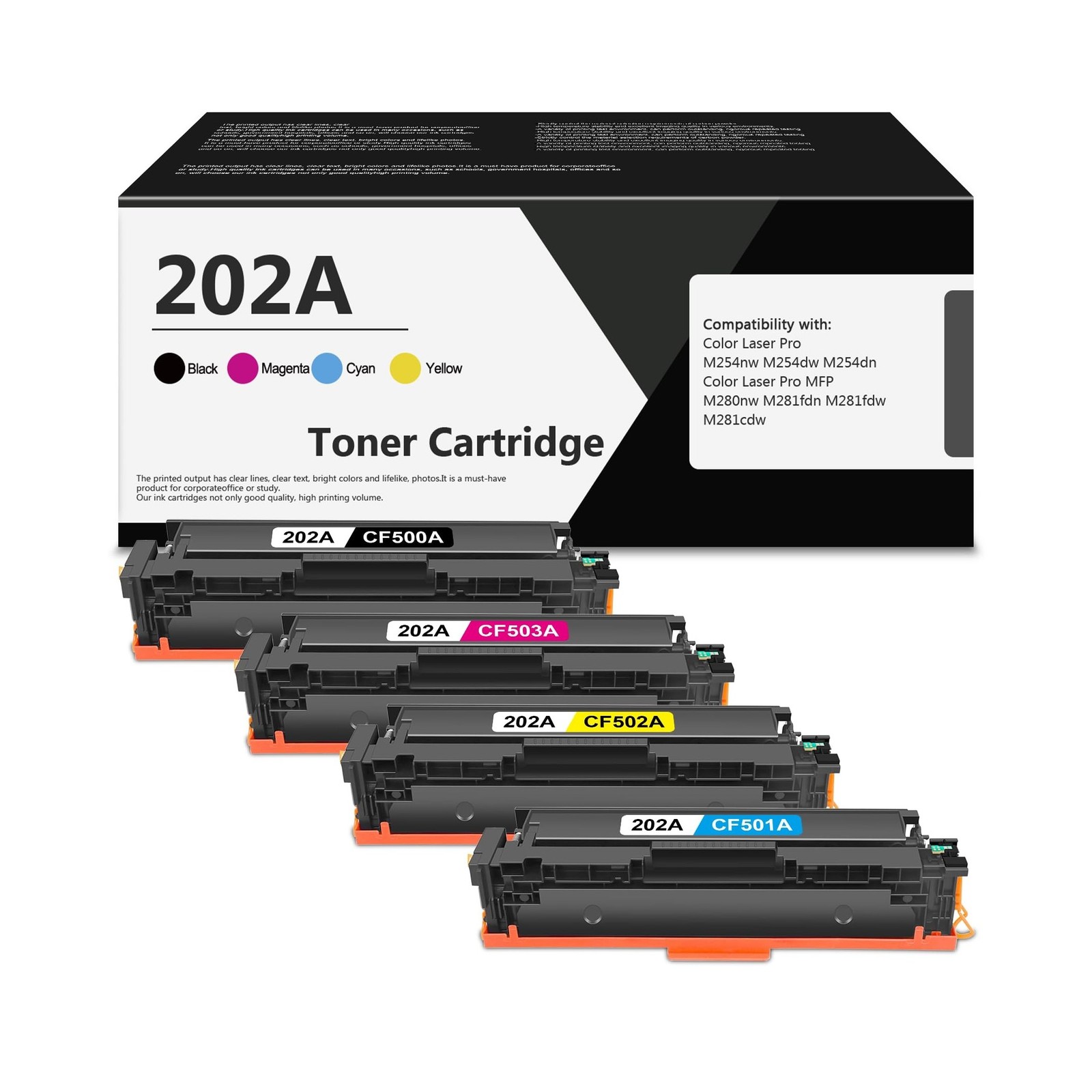 202A Toner Cartridges High Yield Replacement for 202A Toner CF500A CF501A CF5...