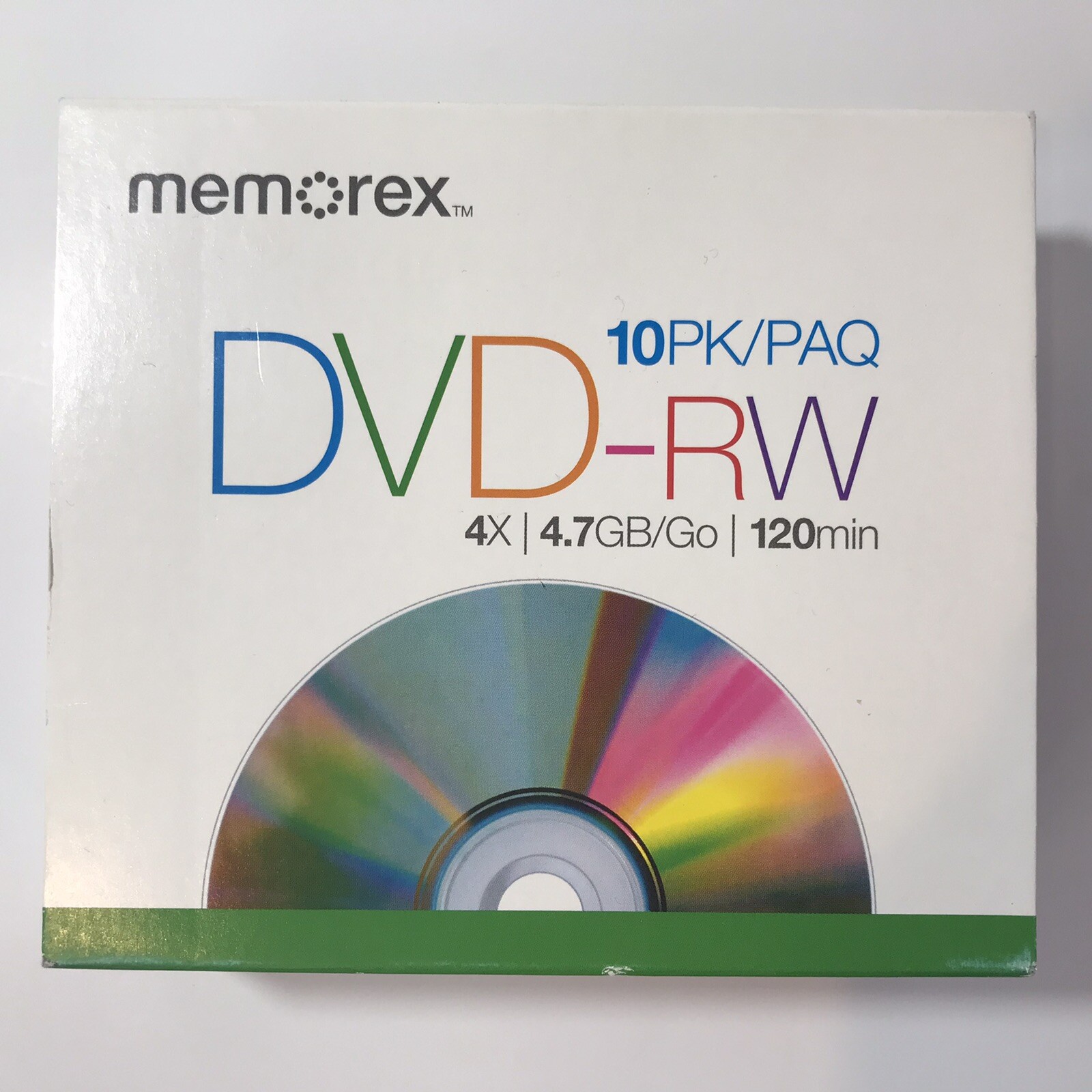 NEW Memorex DVD-RW 4X 4.7GB/Go 10 PACK Rewritable 120 Min Slim Jewel Cases
