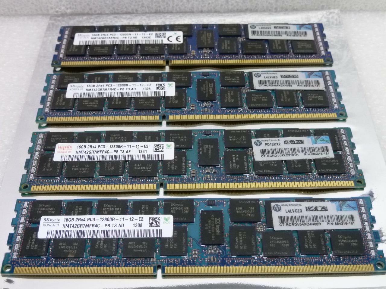 HP 684316-181 4x 16GB (64GB) 2Rx4 PC3-12800R Server Memory RAM LOT OF 4