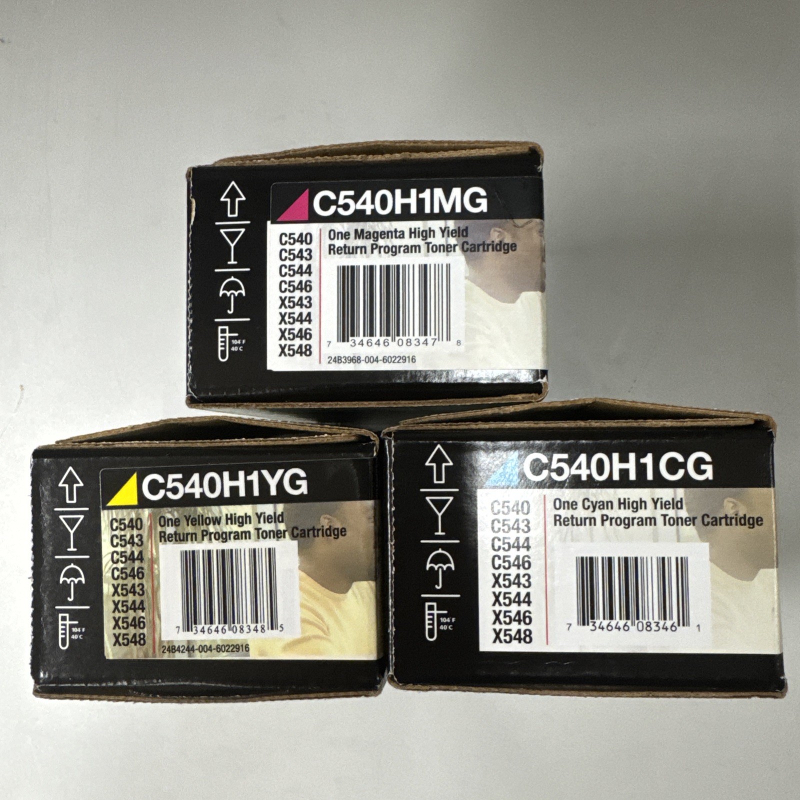 Set Of 3 CMY Lexmark Toners C540H1CG C540H1YG C540H1MG New Sealed