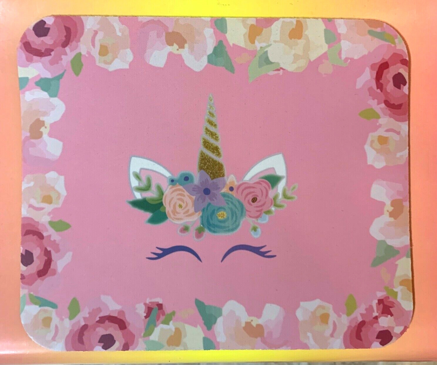 MOUSE PAD: Floral Unicorn Pink, Girls Kawaii Feminine Cute COMPUTER MOUSEPAD NEW