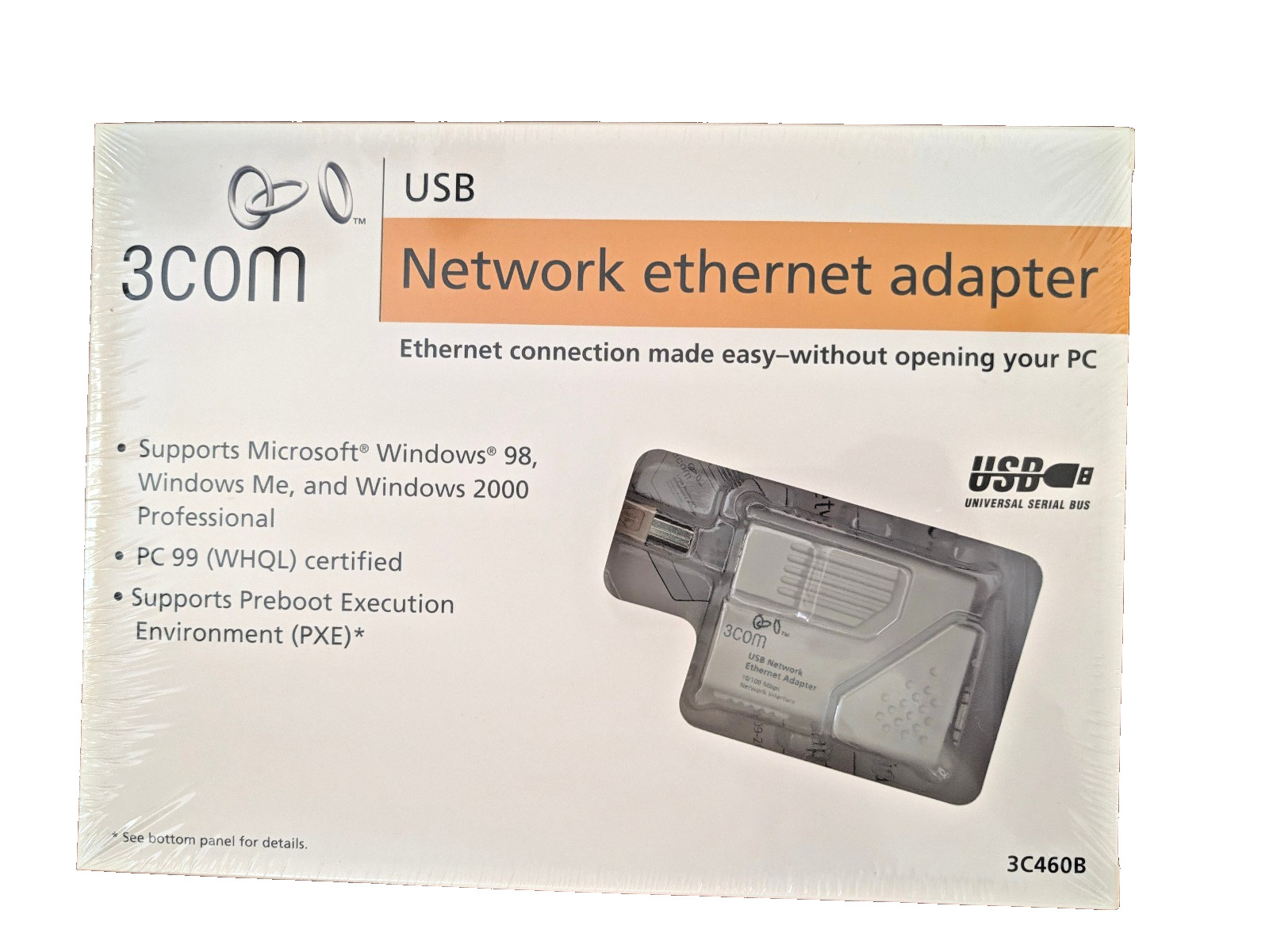 Factory sealed 3Com USB Network Ethernet Adapter 3C460B