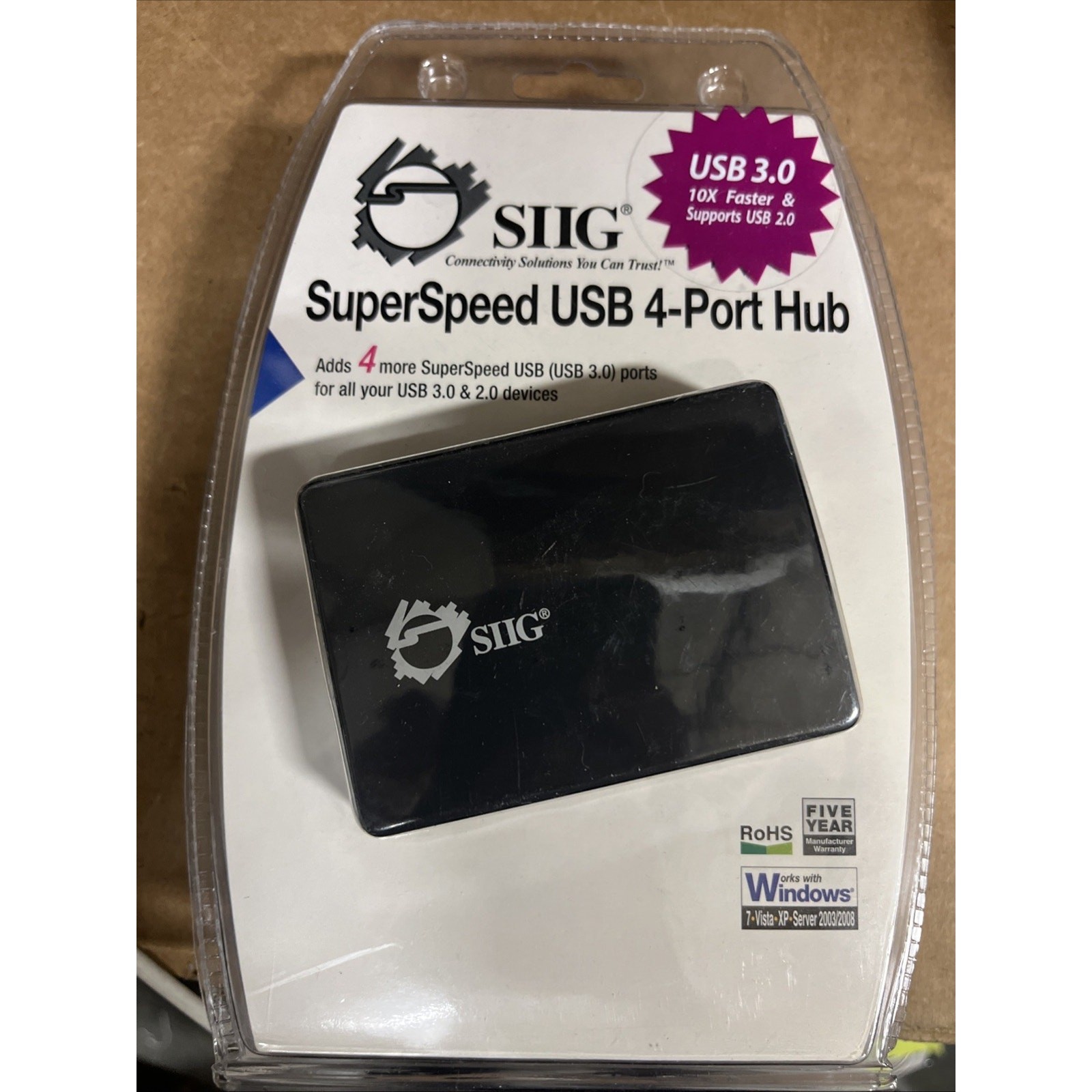 Siig 4-Port USB 3.0 Hub w/ Cable & Power Adapter for Laptop, PC, PS4, PS5, Xbox